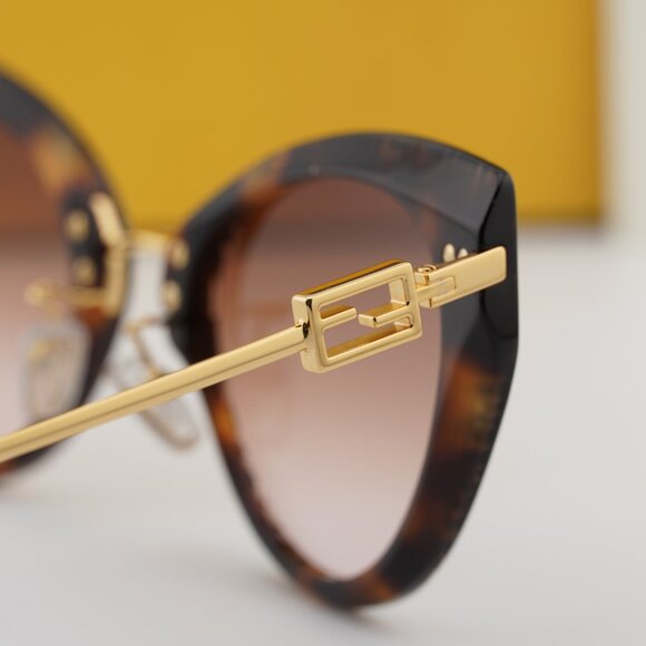 Fendi FE40014U 55F Cat Eye Sunglasses - Havana with FF Pattern/Brown main image 8